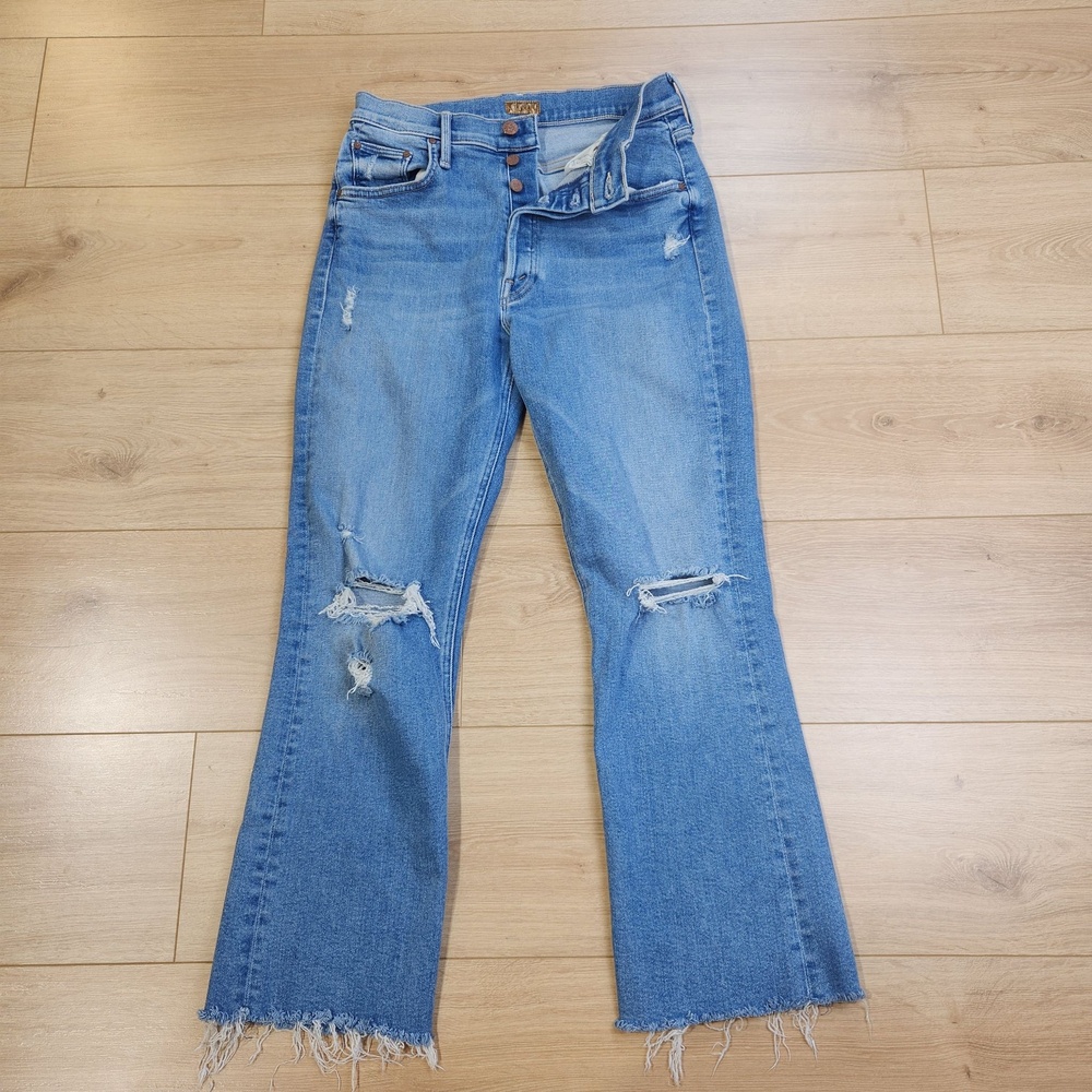 Mother The Tripper Ankle Fray Jeans Womens 27 Medium Wash High Rise Slim Denim